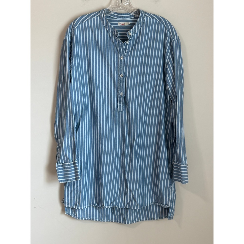 Faherty Womens Shirt Tunic Women S Blue Organic Cotton Long Sleeve Shirt